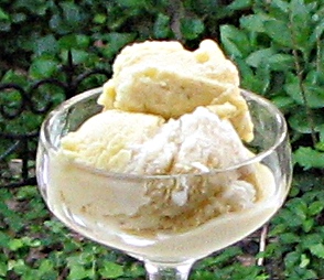 Coconut milk ice cream in fancy bowl